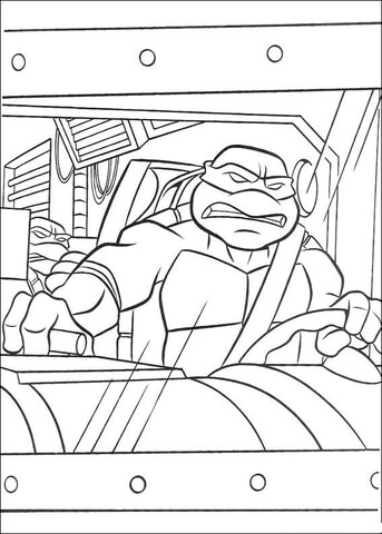 Raphael rides a van  Coloring page