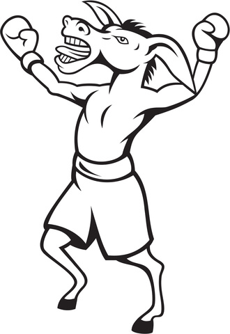 Donkey Democrat Boxer Celebrates the Victory Coloring page