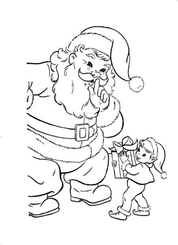 Santa with Christmas gifts Coloring page