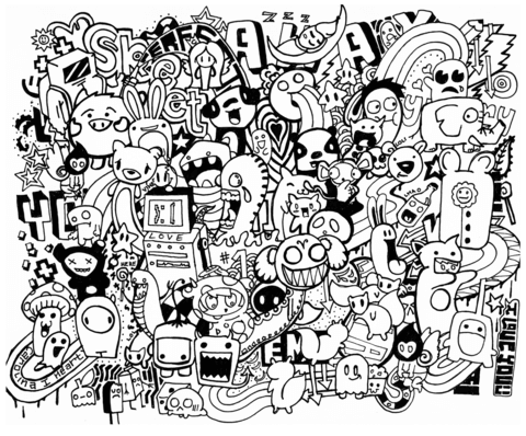 Doodle Mash up Coloring page