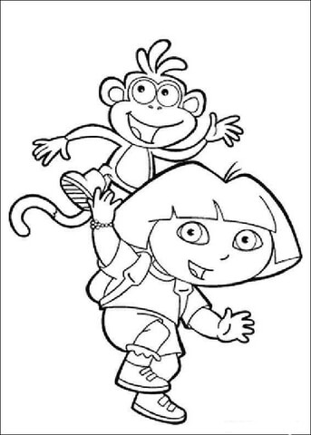 Dora With Boots Coloring page