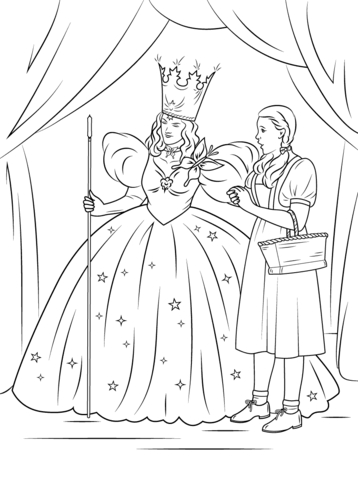 Dorothy with Glinda The Good Witch of The North Coloring page