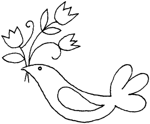 Dove Holds Flowers Coloring page