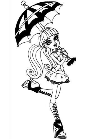 Draculaura with Umblrela Coloring page
