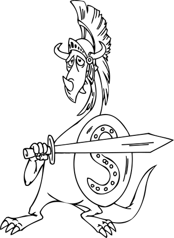 Dragon as a Gladiator Coloring page