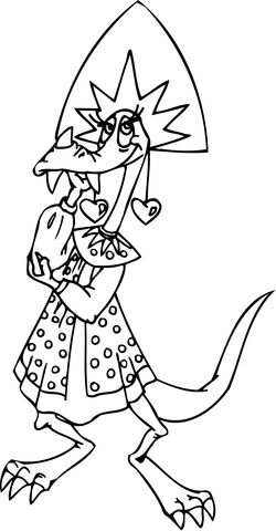Dragon in a Traditional Russian Clothing Coloring page