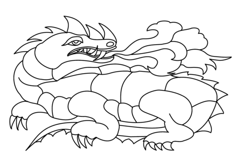 Dragon Shooting Fire Coloring page