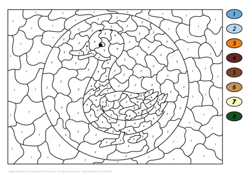 Duck Color by Number Coloring page