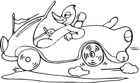 Duck Drive Car Coloring page