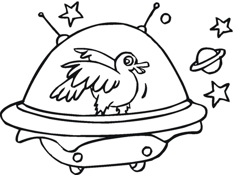 Duck In A Space Ship  Coloring page
