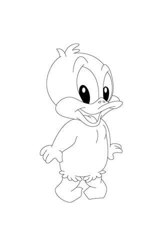 Daffy Is Looking Shy And Embarrased Coloring page