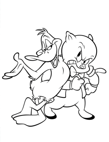 Duffy Duck and Porky Pig Coloring page