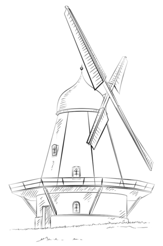 Dutch Windmill Coloring page