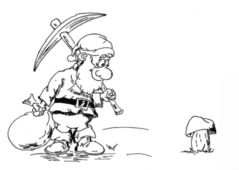 Dwarf found a mushroom Coloring page