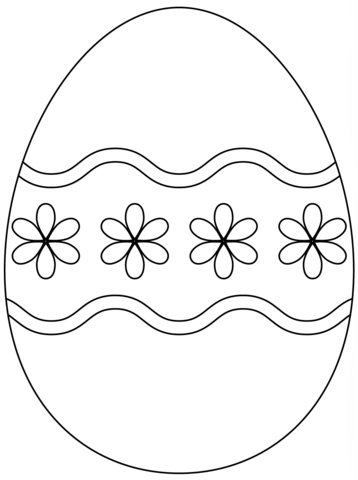 Easter Egg with Simple Flower Pattern Coloring page