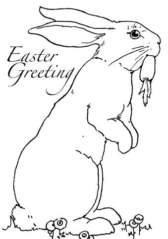 Easter Greeting with Bunny Coloring page