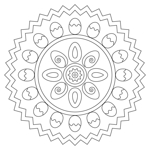 Easter Mandala with Eggs Coloring page