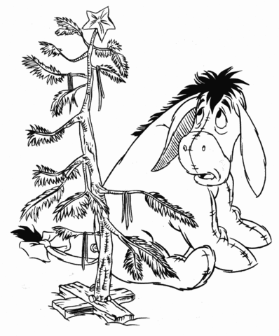 Eeyore Looks At The Tree  Coloring page