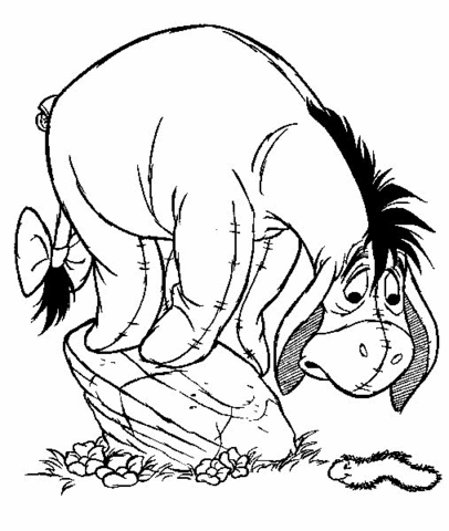 A worm scared Eeyore  Coloring page