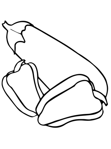 Eggplant and Red Pepper Coloring page