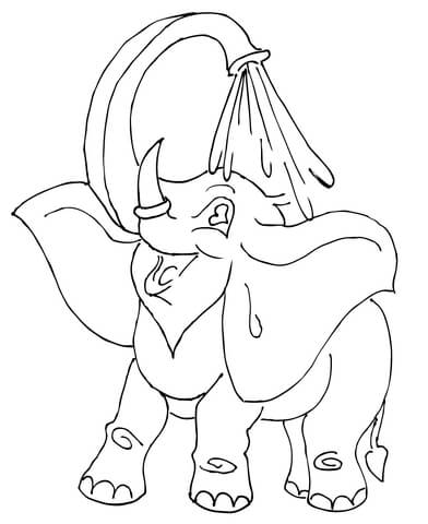 Elephant Cab Make a Shower  Coloring page