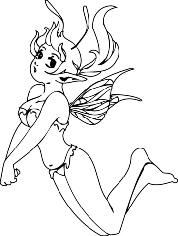 Elf Girl Flying Coloring page