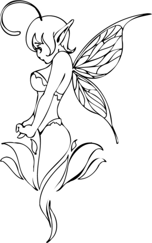 Elf Girl Illustration Coloring page