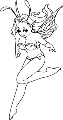 Elf Girl in Movement Coloring page