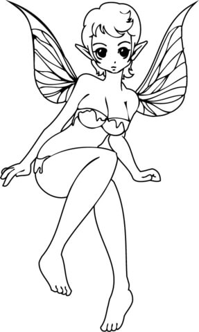 Elf Girl with Two Wings Coloring page