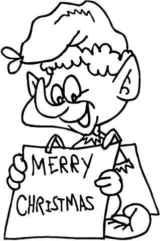 Elf Says Merry Christmas  Coloring page
