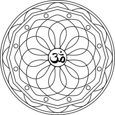 Ellipse Mandala with Om Symbol Coloring page