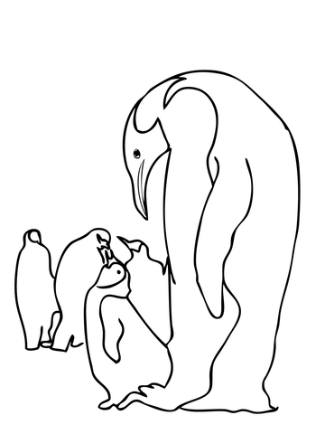 Emperor Penguins Family Coloring page