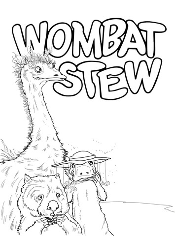 Emu Platypus and Wombat Coloring page