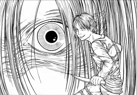 Eren Yeager (Eren Jaeger) from Manga Series Shingeki No Kyojin Attack On Titan Advancing Giants Coloring page