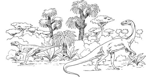 Euparkeria and Coelophysis Coloring page