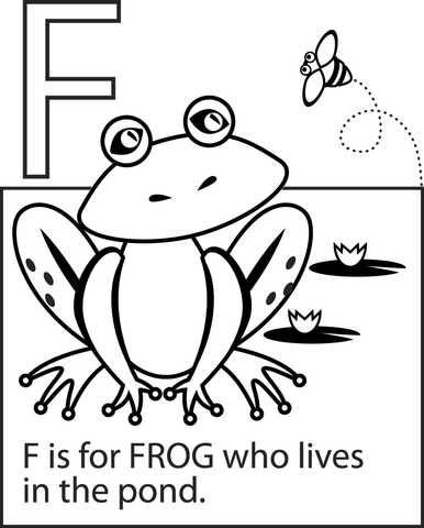 F is for Frog Coloring page