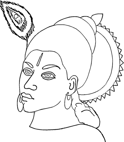Face of Krishna  Coloring page