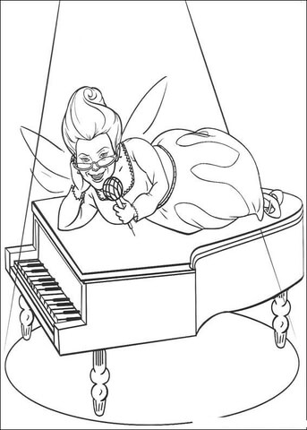 Fairy is singing on the piano  Coloring page