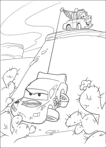 Mater rescues McQueen Coloring page