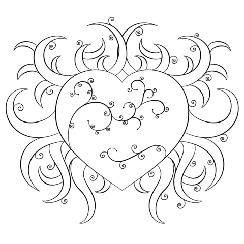 Fancy Heart Coloring page