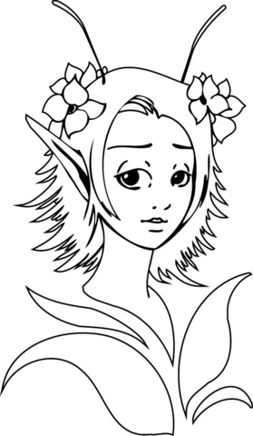 Fantasy Elf Girl Coloring page