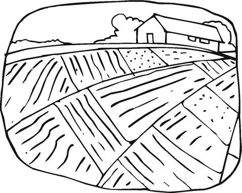 Farmhouse And The Field  Coloring page