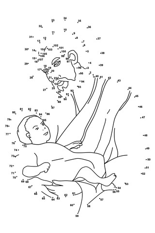 Father Joseph with a Baby Jesus Dot to dot
