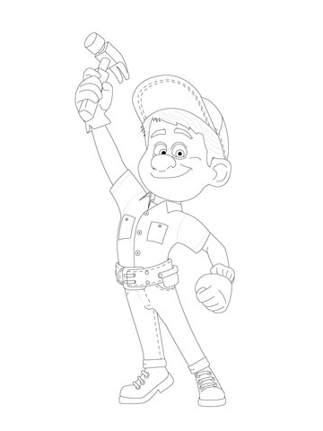 Felix Has His Arm Stretched High, Holding His Hammer Coloring page