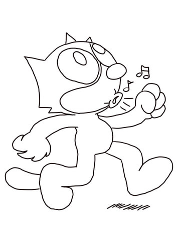Felix the Cat Whistling Coloring page