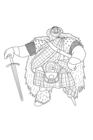 Fergus Is Holding His Great Sword For Support Coloring page