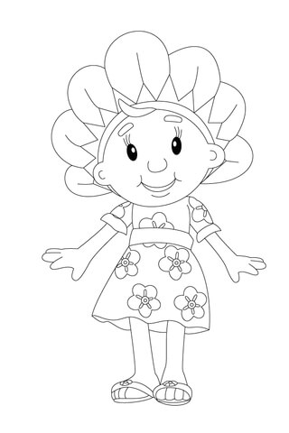 Fifi Standing in her Floral Dress Coloring page