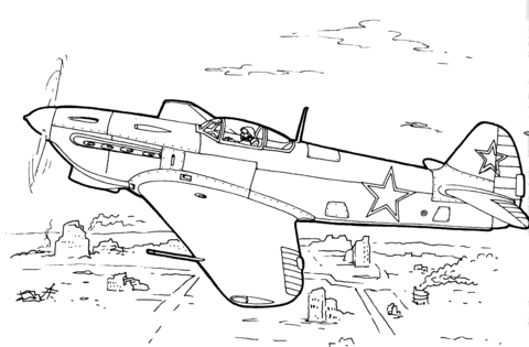 Yakovlev Yak-7 Fighter Aircraft  Coloring page