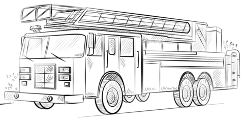 Fire truck with ladder Coloring page