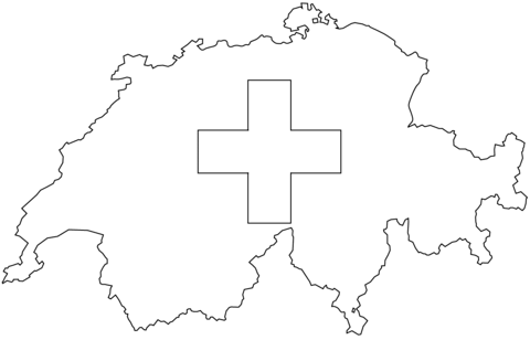 Flag Map of Switzerland Coloring page